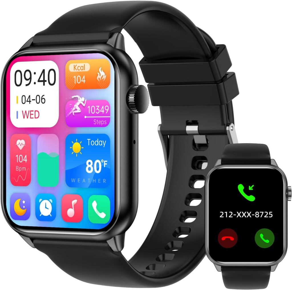 1.85 Smart Watch with 341PPI Retina Screen for Men Women Bluetooth Call, IP68 Waterproof Fitness Tracker Watch with 37 Sports Mode, Smartwatch with Heart Rate/Sleep Monitor/Steps  Calories Counter