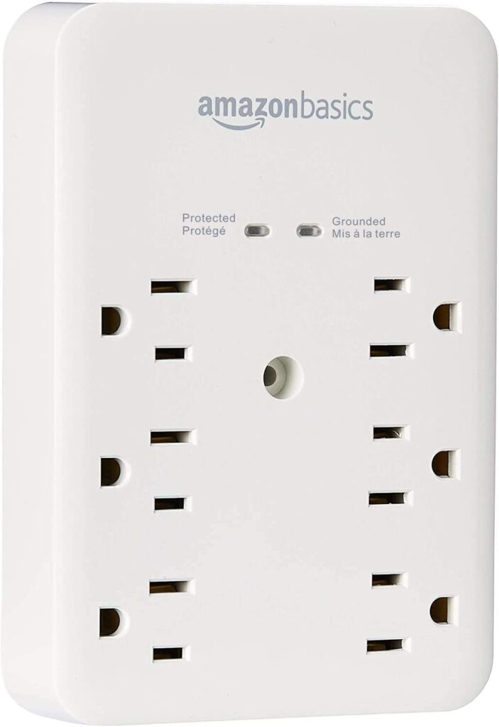 Amazon Basics 6 Outlet Wall-Mount Surge Protector, 1080 Joules