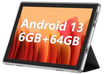 Android Tablet, 10.1 inch Android 13 Tablets 6GB RAM 64GB ROM 1TB Expand, 1280x800 IPS HD Touchscreen,6000mAh Battery, Bluetooth, Dual Camera, GMS, WiFi (Black)