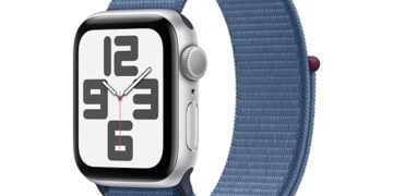 Apple Watch SE (2nd Gen) [GPS 40mm] Smartwatch with Silver Aluminum Case with Winter Blue Sport Loop. Fitness & Sleep Tracker, Crash Detection, Heart Rate Monitor, Carbon Neutral