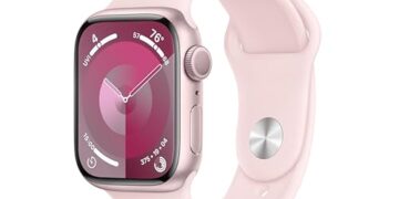 Apple Watch Series 9 [GPS 41mm] Smartwatch with Pink Aluminum Case with Pink Sport Band M/L. Fitness Tracker, Blood Oxygen & ECG Apps, Always-On Retina Display