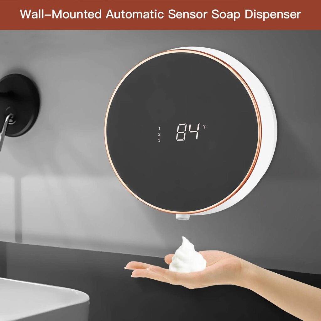 Automatic Soap Dispenser Foaming Hand Free Wall Mount Foam Rechargeable Soap Dispenser Touchless Soap Dispenser Smart Electric Wall Auto Dish Soap Dispenser for Bathroom, Kitchen, Commercia