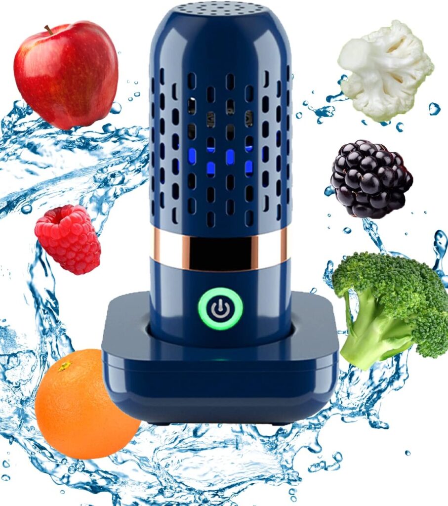 BCRTO Vegetable and Fruit Cleaner Machine, Aquapur Water-Proof Fruit Cleaning Device with OH-ion Purification Technology 250min Working time and Wireless Charging, for Cleaning Fruit, Grain,Meat