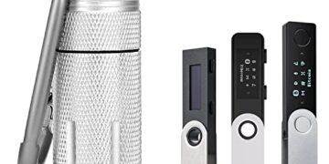 BIU-BOOM-Ledger Nano X S S Plus Case-Waterproof Fire-Resistant Safe Storage Crypto Wallet Accessory-Compatible Cryptocurrency USB Thumb Drive Device casefor Protecting(Silver)