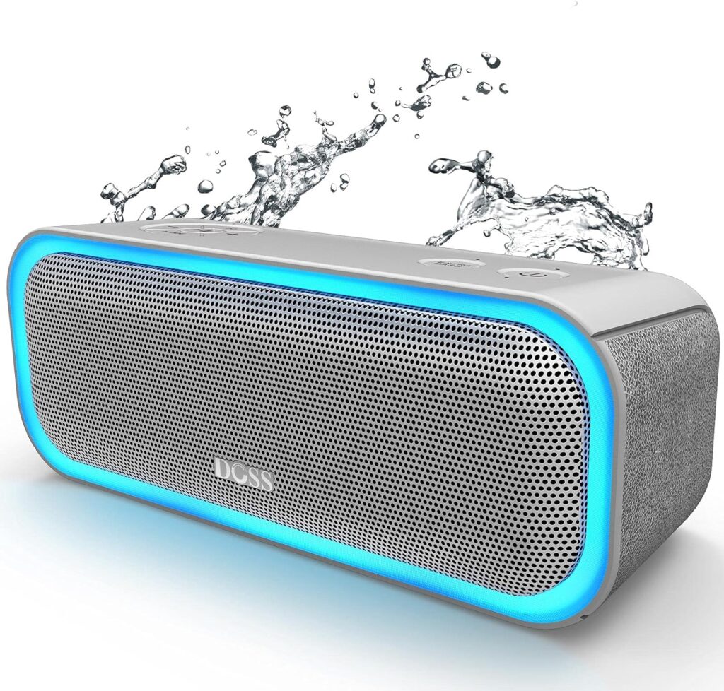 DOSS SoundBox Pro Bluetooth Speaker with 20W Stereo Sound, Active Extra Bass, IPX6 Waterproof, Bluetooth 5.0, TWS Pairing, Multi-Colors Lights, 20 Hrs Playtime, Speaker for Beach, Outdoor(Upgraded)