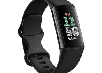 Fitbit Charge 6 Fitness Tracker with Google apps, Heart Rate on Exercise Equipment, 6-Months Premium Membership Included, GPS, Health Tools and More, Obsidian/Black, One Size (S & L Bands Included)