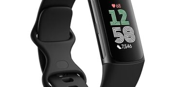 Fitbit Charge 6 Fitness Tracker with Google apps, Heart Rate on Exercise Equipment, 6-Months Premium Membership Included, GPS, Health Tools and More, Obsidian/Black, One Size (S & L Bands Included)