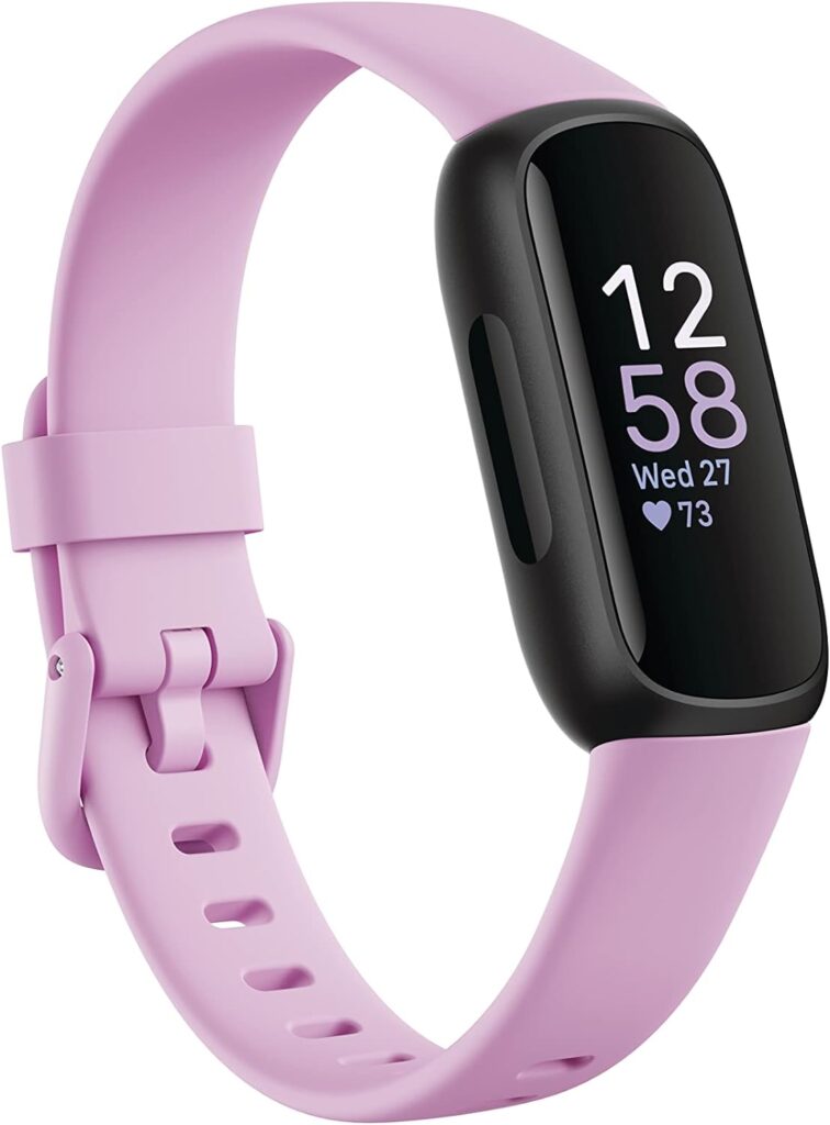 Fitbit Inspire 3 Health  Fitness Tracker with Stress Management, Workout Intensity, Sleep Tracking, 24/7 Heart Rate and more, Lilac Bliss/Black, One Size (S  L Bands Included)