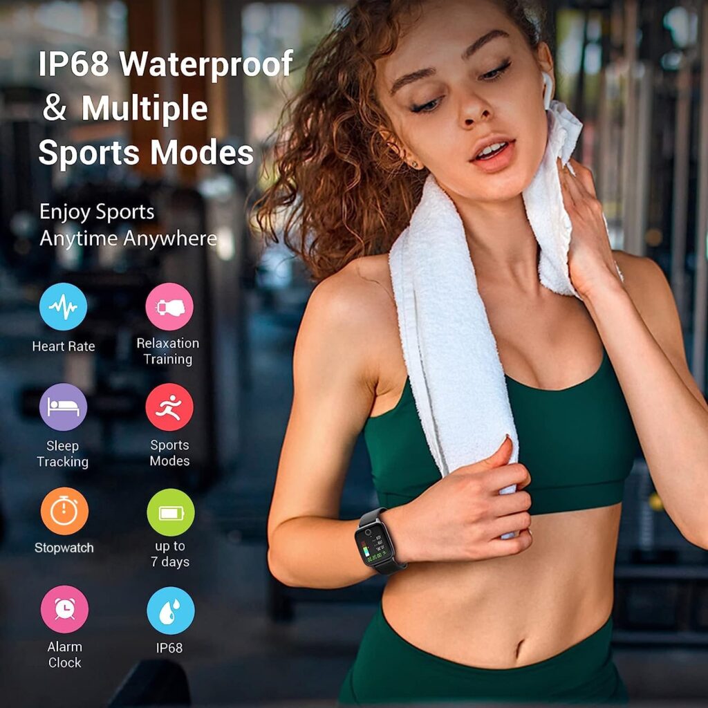Fitness Tracker Watch with Heart Rate Monitor, Activity Tracker with Pedometer, Sleep Monitor, Calories  Step Counter, IP68 Waterproof Smart Watch for Women Men Health Fitness Watch for Sports