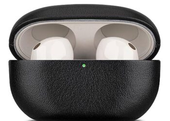 LOPIE Leather Case Compatible with Sony WF-1000XM5, Handcrafted Fully-Wrapped Nappa Leather Case Designed for Earbuds WF1000XM5 Case Cover 2023, Protective Hard Shell for Men/Women - Black