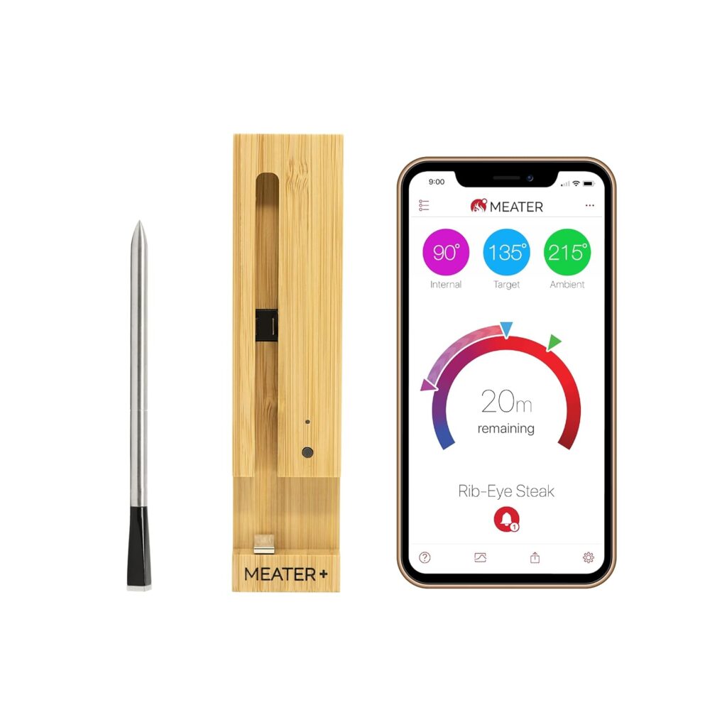 MEATER Plus: Premium Wireless Smart Meat Thermometer with Bluetooth | for BBQ, Oven, Grill, Kitchen, Smoker, Rotisserie | iOS  Android App | Apple Watch, Alexa Compatible | Dishwasher Safe