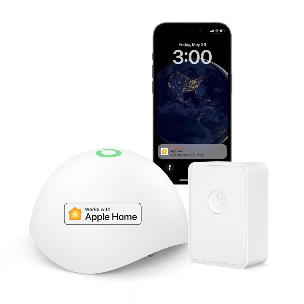 Meross Smart Water Leak Detector, WiFi Water Sensor Support Apple HomeKit, SmartThings, IP67 Waterproof with App Alerts, Audio Alarm, 100M Range for Home Basement Kitchen (Meross Hub Included)