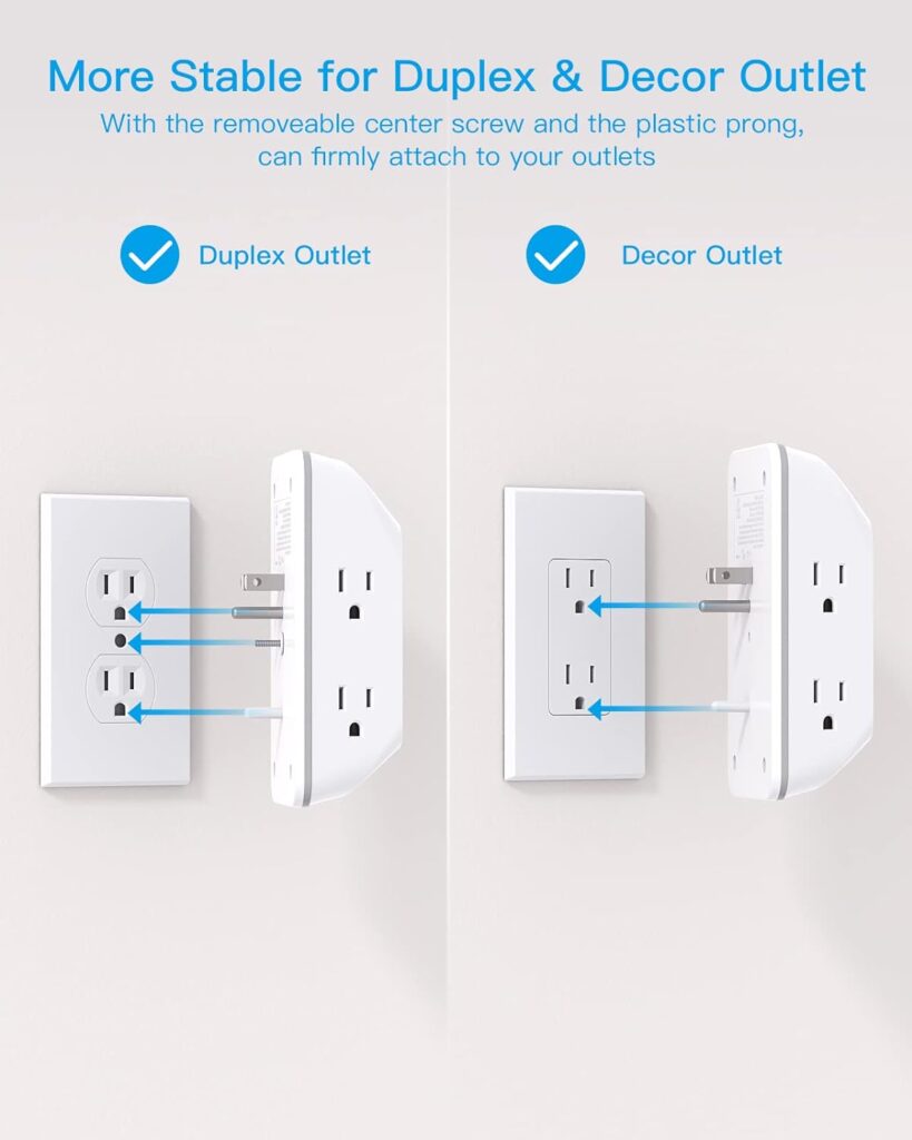 Outlet Extender with Night Light, Multi Plug Outlet, USB Wall Charger Surge Protector 4 USB Charging Port(1USB C), Power Strip Electrical Outlet Splitter Expander for Home Office Dorm Room ETL Listed