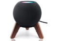 Real Wood Stand for Homepod Mini(2020 Released), Wooden Holder Tripod with Metal Frame,Safe Stable Mount with Anti-Slip Silicone pad Protects Home pod Mini Speaker Well (Color:Walnut)