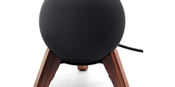 Real Wood Stand for Homepod Mini(2020 Released), Wooden Holder Tripod with Metal Frame,Safe Stable Mount with Anti-Slip Silicone pad Protects Home pod Mini Speaker Well (Color:Walnut)