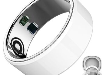 Smart Ring Health Tracker for Women & Men, Continuously Records Sleep Quality, Heart Rate, Temperature, Blood Oxygen and Pedometer,Gift,White,Size 9