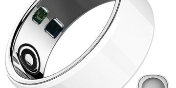 Smart Ring Health Tracker for Women & Men, Continuously Records Sleep Quality, Heart Rate, Temperature, Blood Oxygen and Pedometer,Gift,White,Size 9