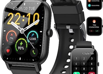 Smart Watch(Answer/Make Call), 1.85" Smartwatch for Men Women IP68 Waterproof, 100+ Sport Modes, Fitness Activity Tracker, Heart Rate Sleep Monitor, Pedometer, Smart Watches for Android iOS, 2023
