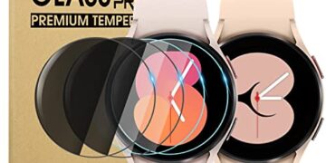 Suoman 2+2 Pack for Samsung Galaxy Watch 6 40mm / Galaxy Watch 5 40mm / Galaxy Watch 4 40mm Privacy Screen Protector, [Anti-Peeping] Tempered Glass Protector for Galaxy Watch 6/5/4 (40mm) Smartwatch