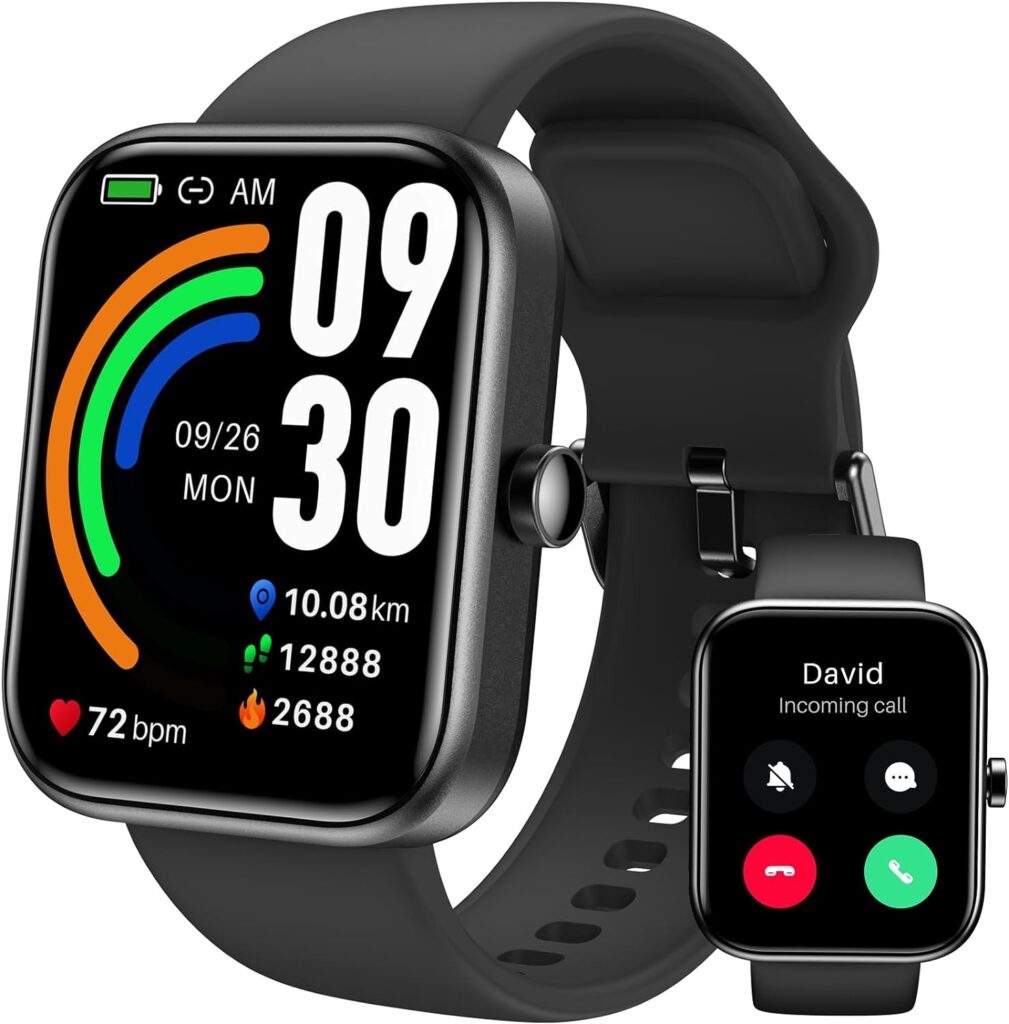 TOZO S3 Smart Watch (Answer/Make Call) Bluetooth Fitness Tracker with Heart Rate, Blood Oxygen Monitor, Sleep Monitor IP68 Waterproof 1.83-inch HD Color for Men Women Compatible with iPhone  Android