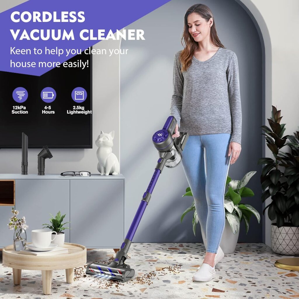 Vacuum Cleaner Cordless Vacuum Cleaner,Stick Vacuum Cleaner with Powerful Suction,Rechargeable Vacuum 2200mAh Battery Up to 30 Mins Runtime Lightweight Vacuum Cleaner for Pet Hair Hardwood Floor