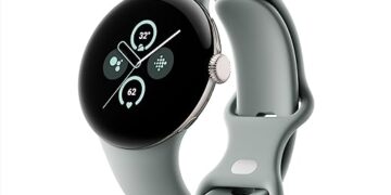 Google Pixel Watch 2 with the Best of Fitbit and Google - Heart Rate Tracking, Stress Management, Safety Features - Android Smartwatch - Champagne Gold Aluminum Case - Hazel Active Band - Wi-Fi