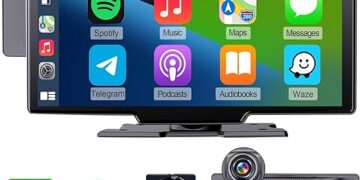9 inch Wireless Apple CarPlay Screen for Car& 4K Dash Cam with Android Auto.Portable Car Stereo with Backup Camera&Touchscreen Display.Dash Mout Car Play.Drive Play with Navigation and Buetooth.Radio