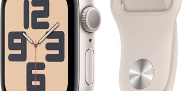 Apple Watch SE (2nd Gen) [GPS 40mm] Smartwatch with Starlight Aluminum Case with Starlight Sport Band S/M. Fitness & Sleep Tracker, Crash Detection, Heart Rate Monitor