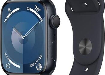 Apple Watch Series 9 [GPS 45mm] Smartwatch with Midnight Aluminum Case with Midnight Sport Band S/M. Fitness Tracker, ECG Apps, Always-On Retina Display, Water Resistant