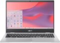 ASUS Chromebook CX1, 15.6" FHD NanoEdge Display, Intel Celeron N4500 Processor, 64GB eMMC Storage, 8GB RAM, ChromeOS, Transparent Silver, CX1500CKA-AS84F