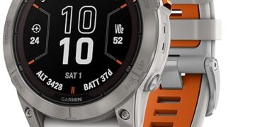 Garmin fēnix 7X Pro Sapphire Solar, Multisport GPS Smartwatch, Built-in Flashlight, Solar Charging Capability, Fog Gray/Ember Orange
