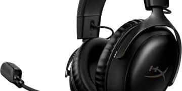 HyperX Cloud III – Wired Gaming Headset, PC, PS5, Xbox Series X|S, Angled 53mm Drivers, DTS Spatial Audio, Memory Foam, Durable Frame, Ultra-Clear 10mm Mic, USB-C, USB-A, 3.5mm – Black